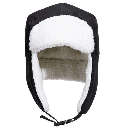 Sherpa Lined Trapper Hat - Black