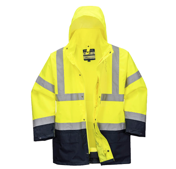 S766 Hi-Vis 5-in-1 Contrast Essential Jacket - Yellow/Navy